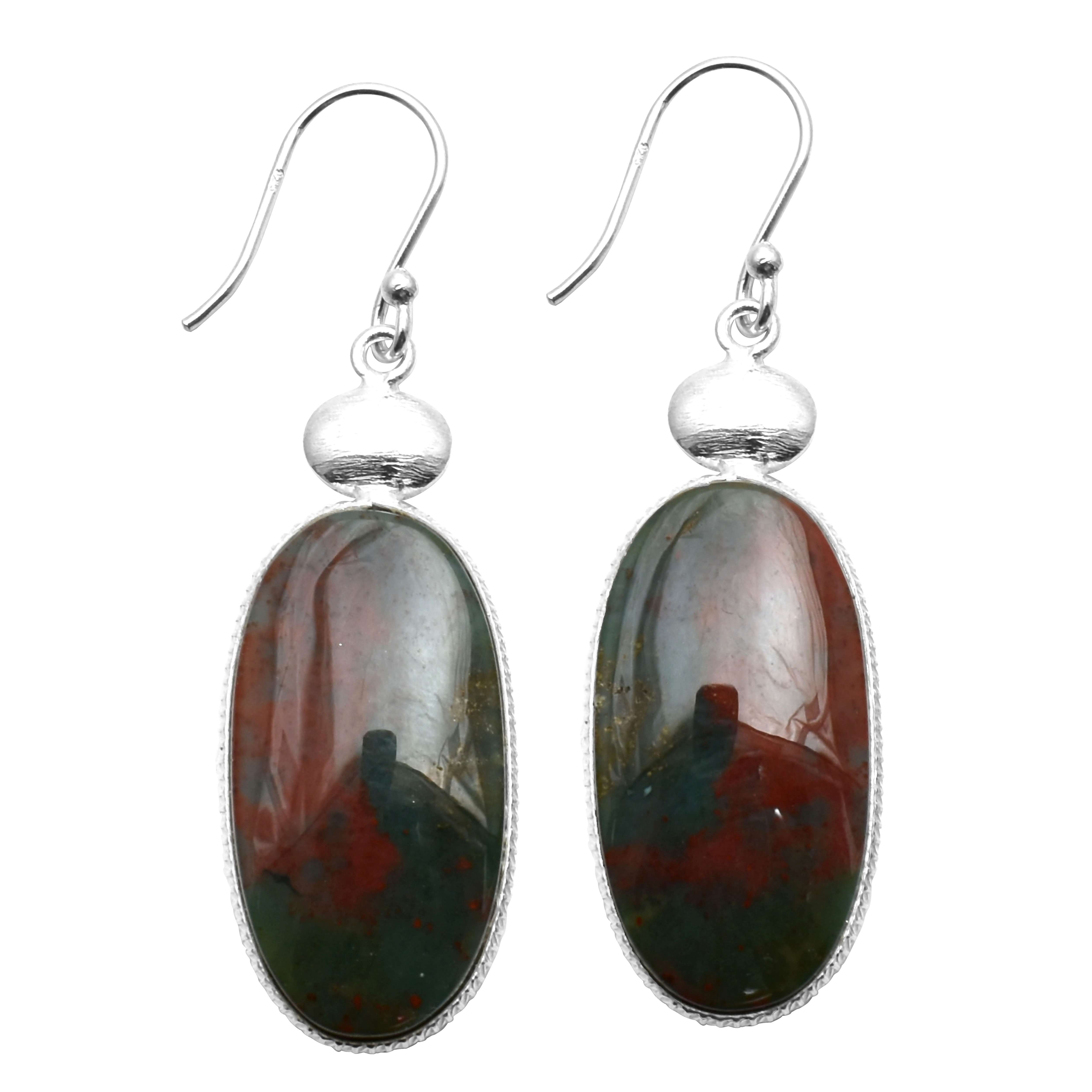 

Серьги с драгоценными камнями из кровавого камня, твердые серьги из стерлингового серебра 925 пробы, серьги ручной работы, ювелирные изделия, подарок для женщин и девочек, E-3464