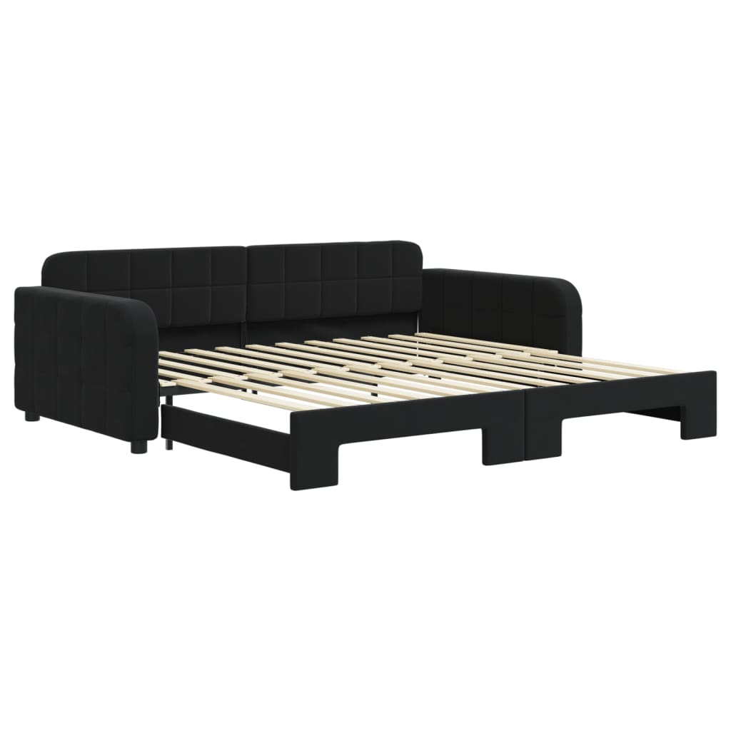 Extendable Daybed Black 100 x 200 cm Velvet