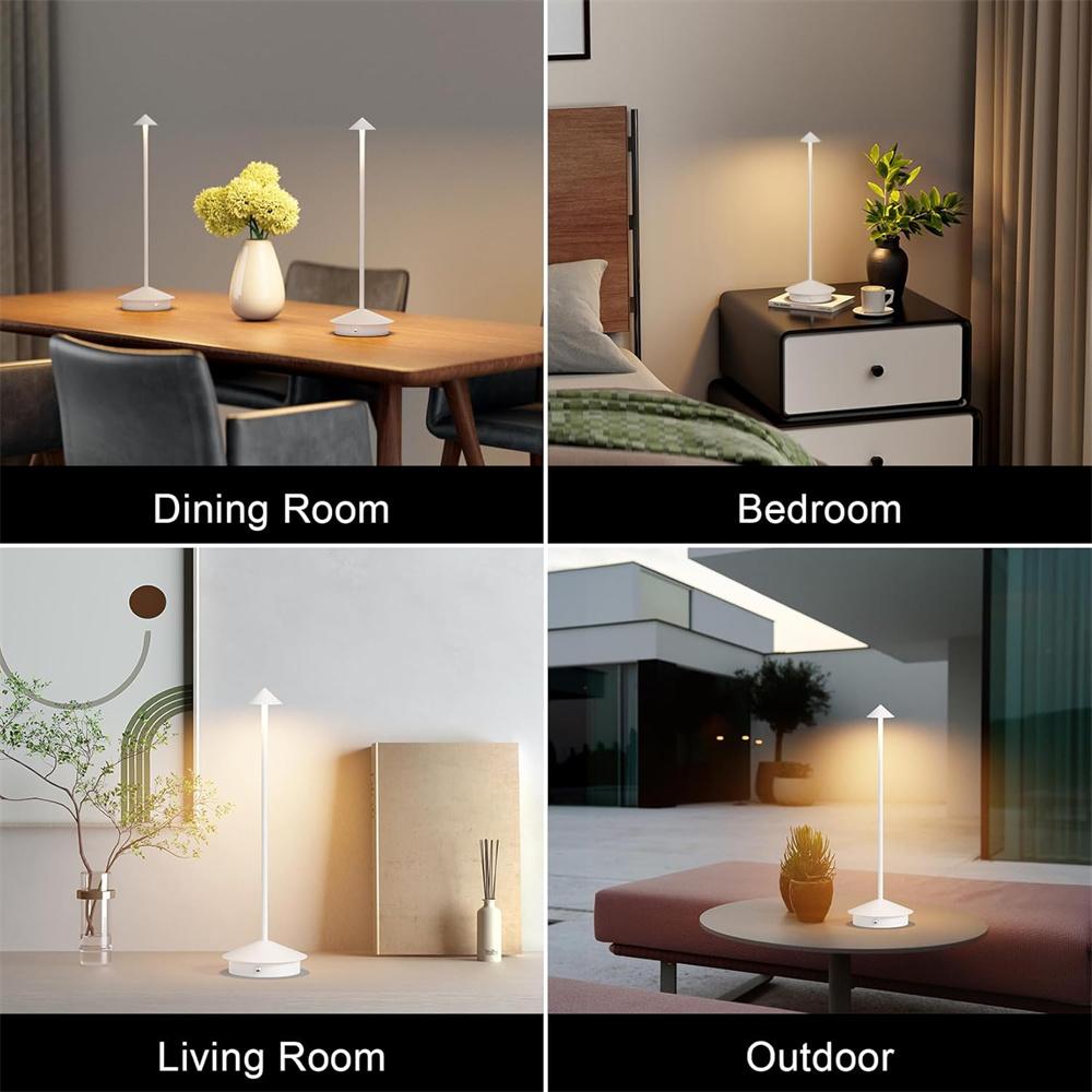 Creative LED Pointed Desk Lamp Charging Touch 3 Color Stepless Dimming Night Light Hotel Bar Restaurant Table Decoration Light