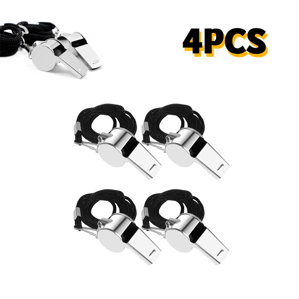 Survival Whistle with Rope Cheer Whistles Loud Crisp Sound Whistle Soccer Football Basketball Training Stainless Steel Whistle