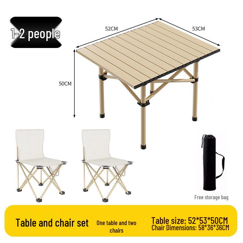 Outdoor Portable Folding Table & Chairs Set - Lightweight Roll-Up Table with Camping Seats