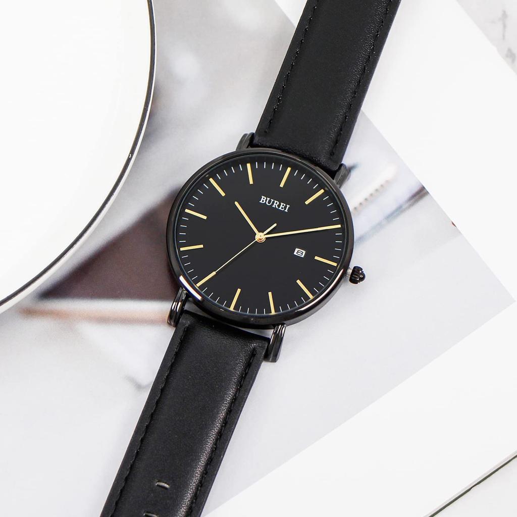 Leather Watch N [BUREI] Men's Watch, Stylish, Band, Business, Thin, Brand, Simple, Men's