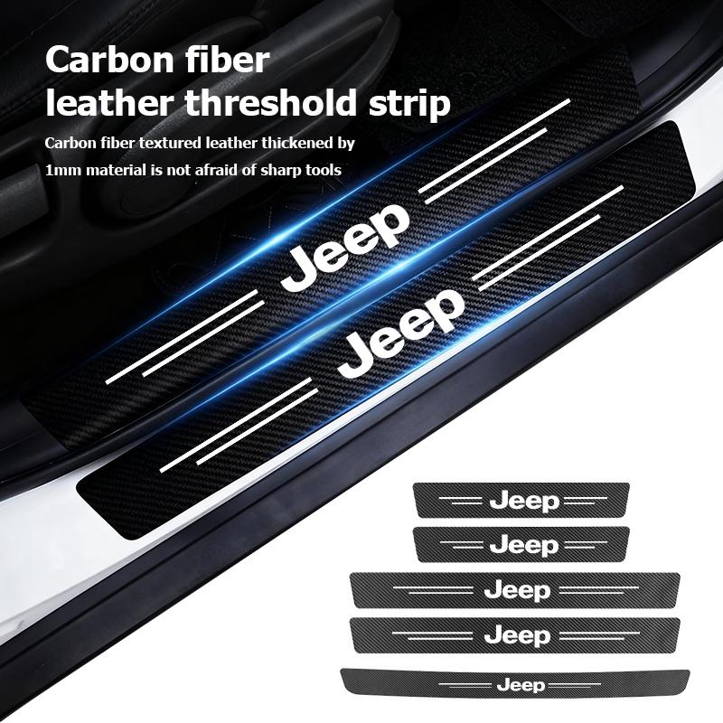 Car Sill Strip Texture Anti-scratch Protection Threshold Sticker For Jeep Grand Cherokee Wrangler JK Renegade Gladiator Compass