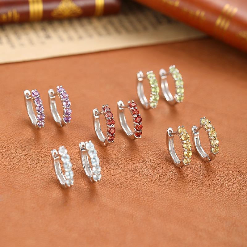 Luxury S925 Sterling Silver Topaz Earrings for Women Natural Crystal Birthstone Studs Earring Exquisite Banquets Jewelry FCGJHW