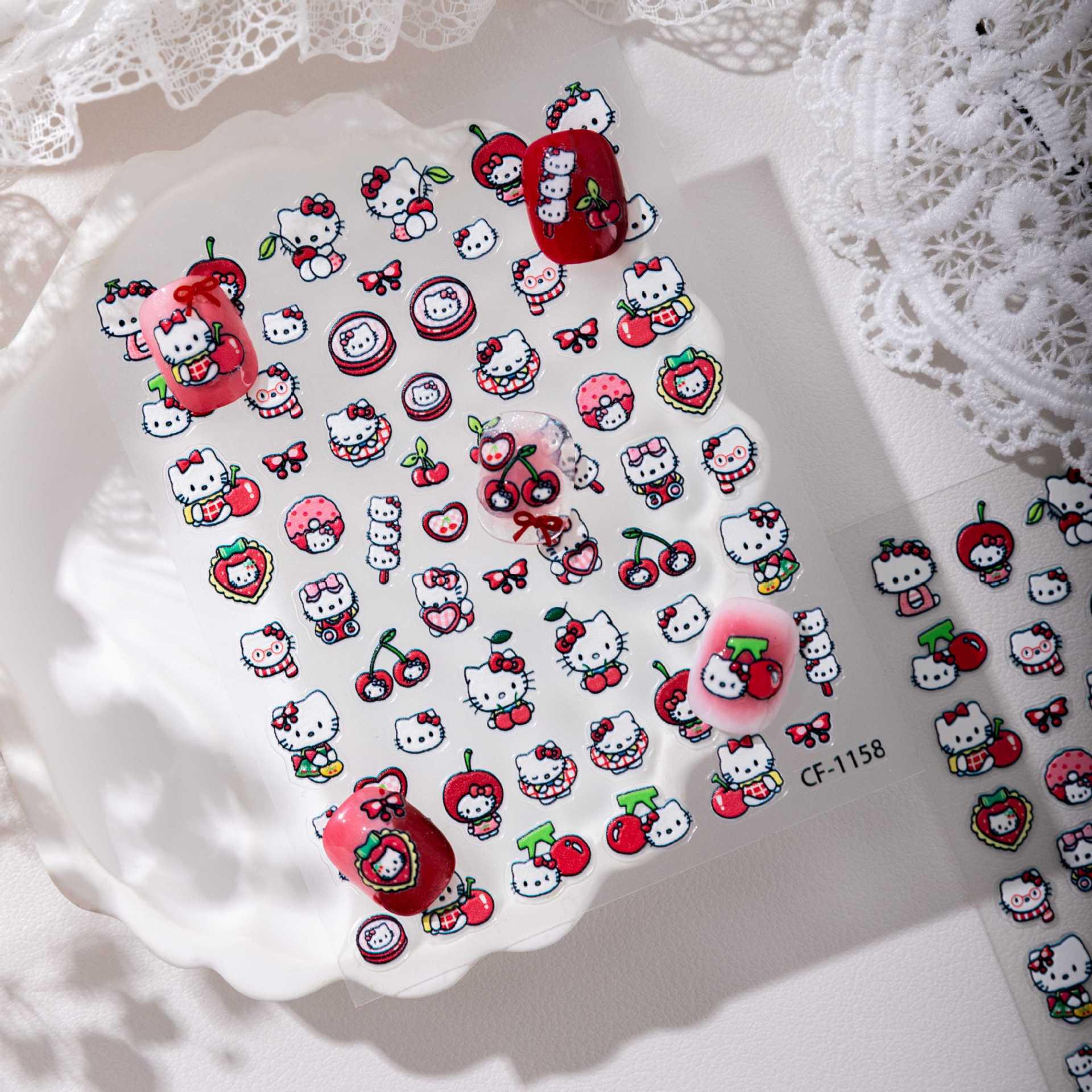 Hot-Selling Cherry Kitty 3D Nail & Device Stickers by Cyansea CF-1158