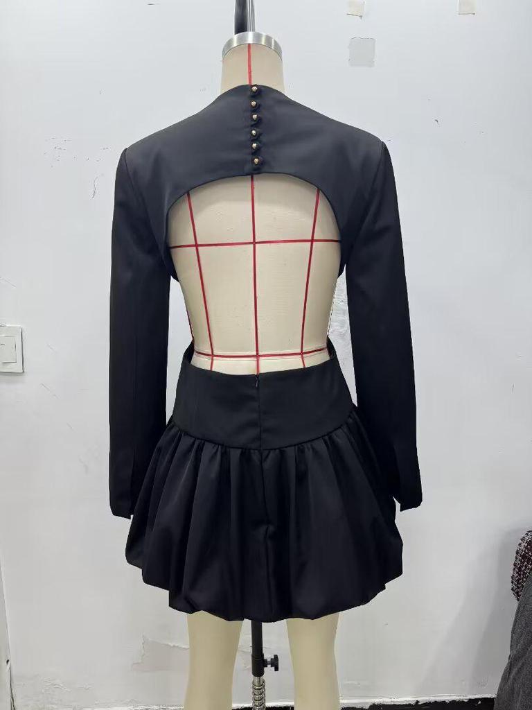 European and American Women's Fashion Casual Balloon Silhouette Mini Dress