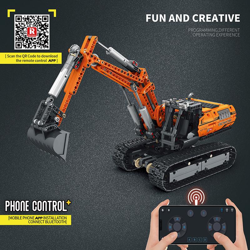 Non-Toxic 1106Pcs Remote Control Excavator Moc Model Building Blocks Crawler Engineering Vehicle Rc Car Assemble Bricks Toys Children Gift