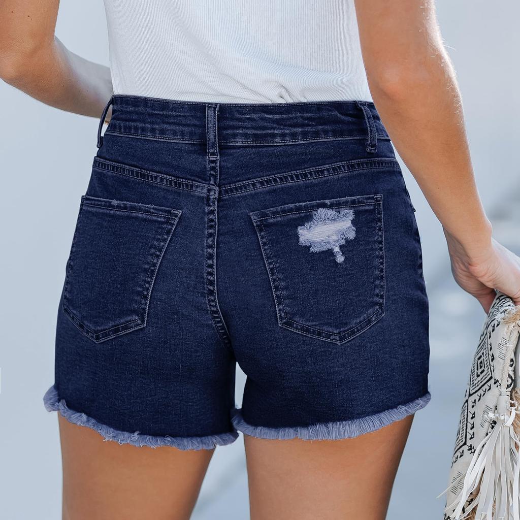 Ladies' Casual Hole Breaking Versatile Fashionable Denim Shorts