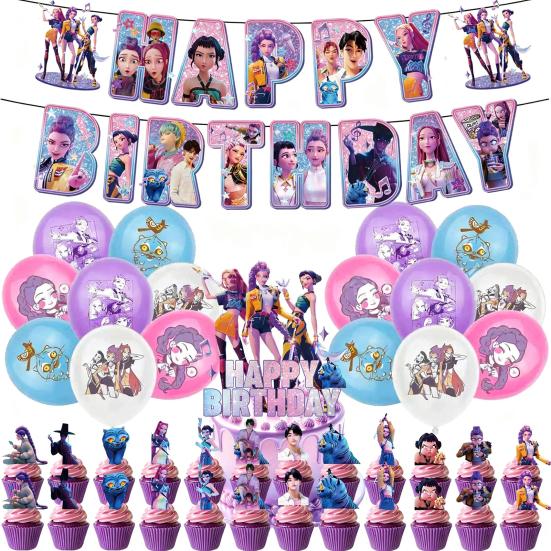 K-POP Witch Squad Birthday Party Decor Kit Themed Banner Balloons And Signsfor Music Dance