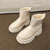 White Platform Snow Boots Women's 2025 Winter New Fleece Thickened Fur Integrated Waterproof Short Boots Cotton Shoes