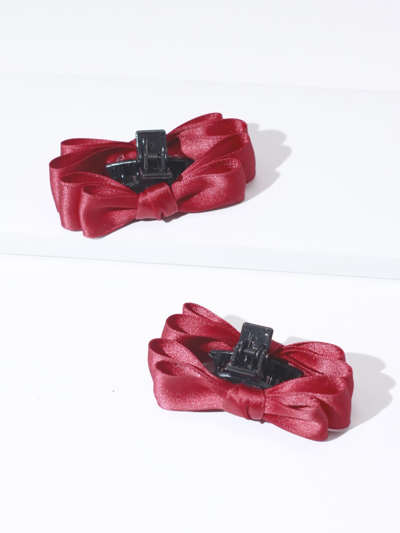 

2Pcs Fashionable Solid Color Mini Bow Hair Claws Women Grab Simple Retro Hair Grabs Harajuku Versatile Hair Accessories Girl