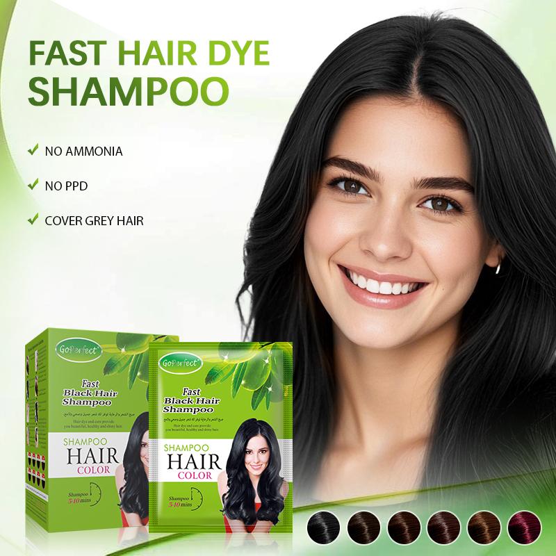 Hair Color Shampoo (30ml x 2 Sachets),Ammonia-Free Natural Permanent Hair Color for Men and Wome,Colors Hair in Minutes,Long lasting colour(black)