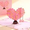Romantic Cherry Blossom 3D Pop-Up Greeting Card Paper Art, Love Heart Giving Tree for Mother's Day, Wedding, Valentine's Gift