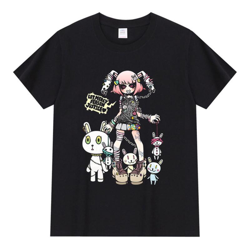 

Летняя модная женская футболка в стиле готика, Эстетическая свободная женская футболка в стиле панк, темная уличная одежда в стиле гранж, женские топы, одежда в стиле Харадзюку 4XL чёрный