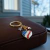 Independence Day Keychain Pendant, Enamel Zinc Alloy Key Holder with USA Letters Stars Hearts Patriotic Design, American Flag Accessory