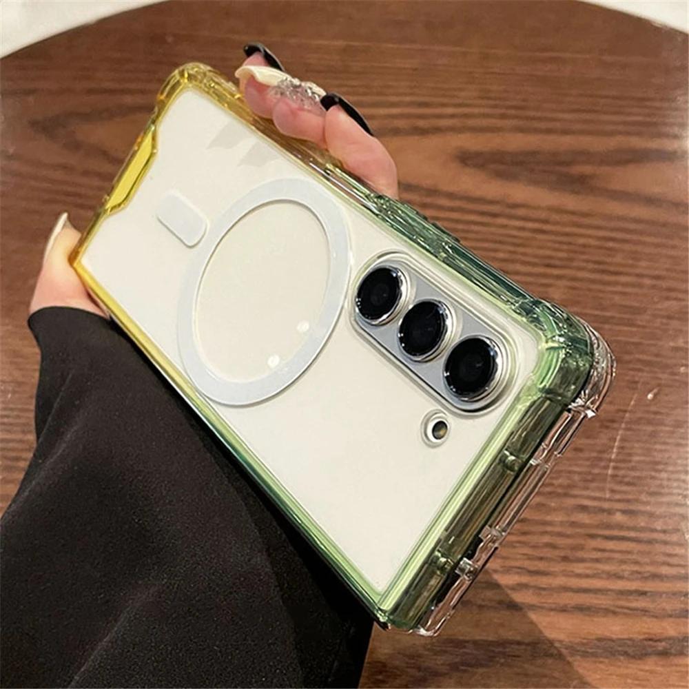 Gradient Candy Color Hyaline Shockproof Case for Samsung Galaxy Z Fold 7 6 5 4 3 5G for Magsafe Wireless Charging Protect Cover