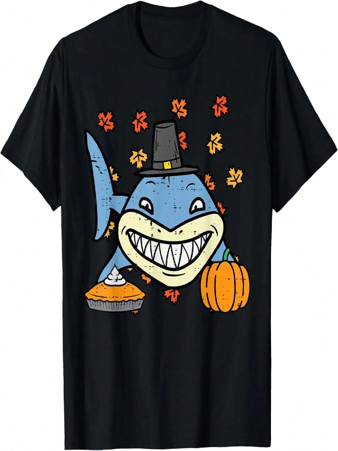 Thanksgiving Pilgrim Shark Cute Fall Autumn Men Women Kids T-Shirt S разноцветный
