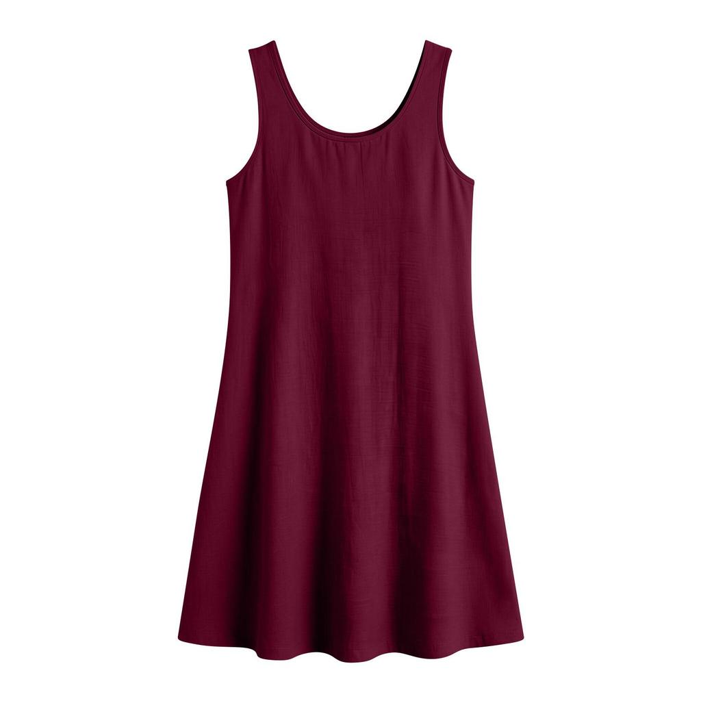 2026 Sommer Strand Locker V-Ausschnitt Ärmellos Baumwolle Leinen Kleid für Damen