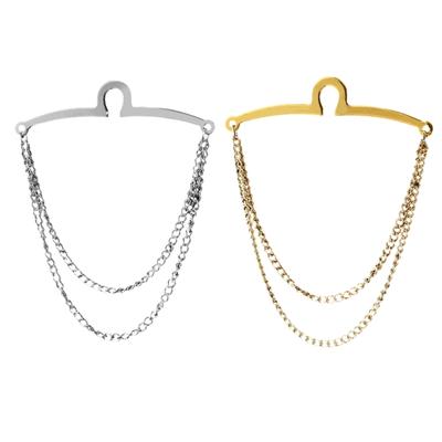 Men Tie Chain Shirt Tie Clip Double Chains Business Wedding Necktie Accessories