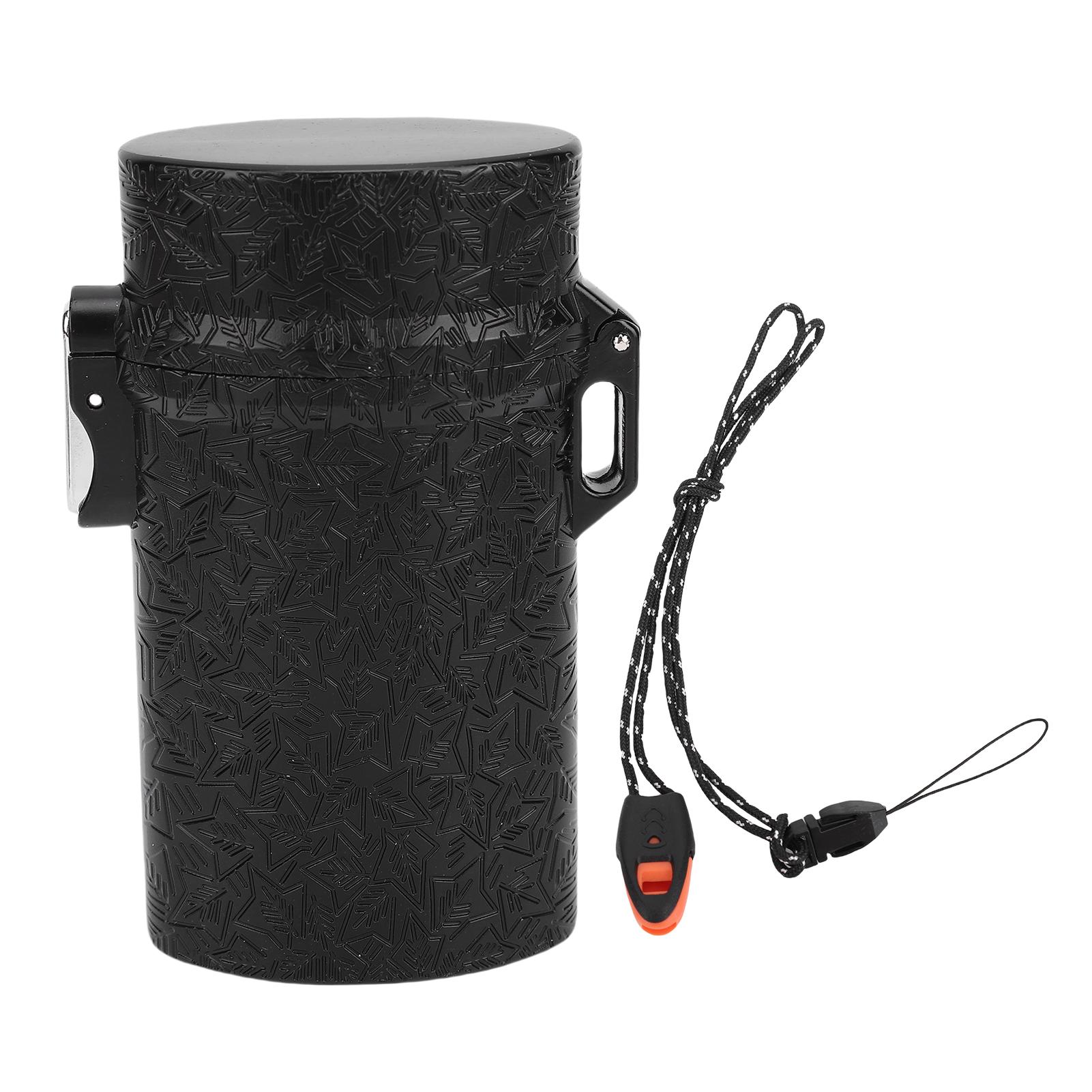 

Portable Airtight Container Aluminum Alloy Lightweight Water Proof Sealed Storage Box with Whistle R Black