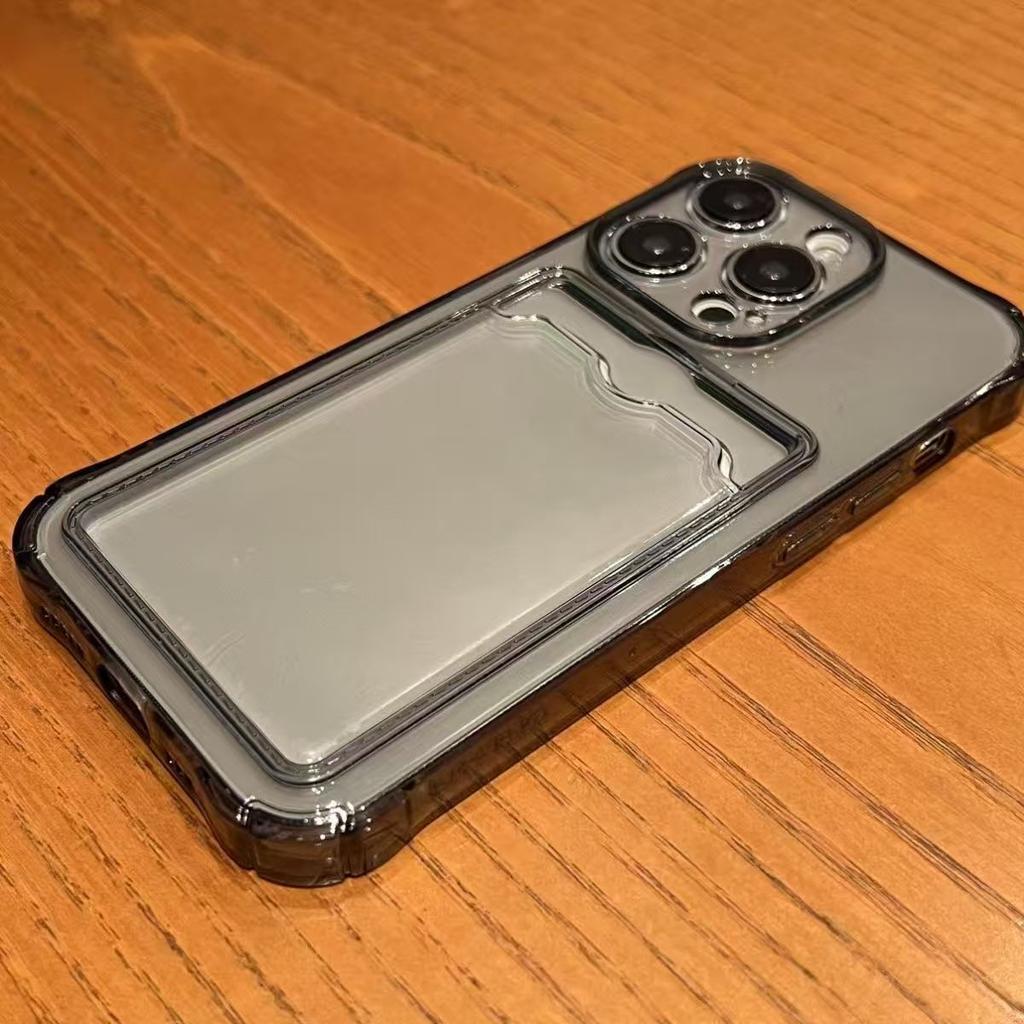 Card Bag Wallet Clear Soft Case For iphone 11 12 13 mini 14 15 16 Plus 17 Pro Max Air X XR Xs Max 16e 17e Silicone Cover