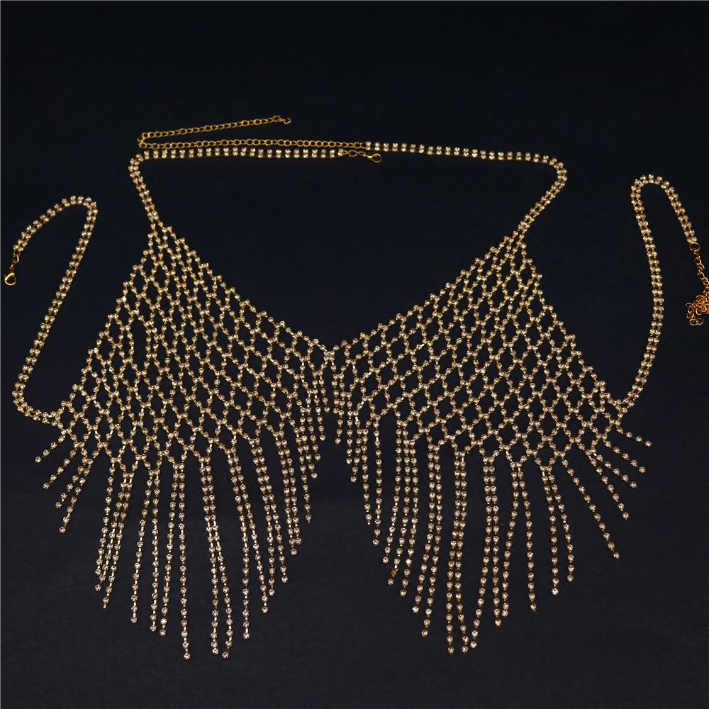 Luxury Rhinestone Bra Body Chain Sexy Nightclub Bikini Ultra Glitter Tassel Crystal Bralette for Women