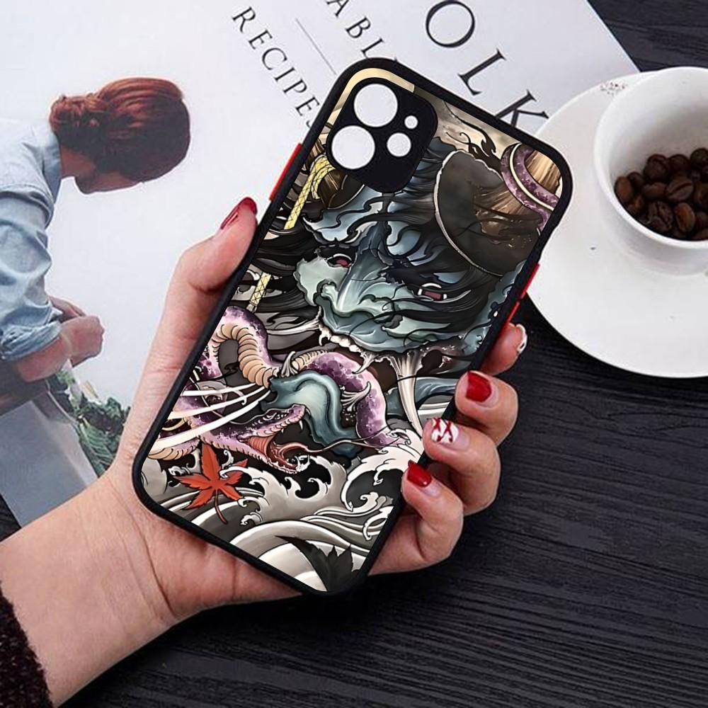 

Чехол для телефона Самурайская маска Они для iPhone 14 11 12 13 Mini Pro Max 8 7 Plus X XR XS MAX Полупрозрачный матовый чехол iphone 12 mini