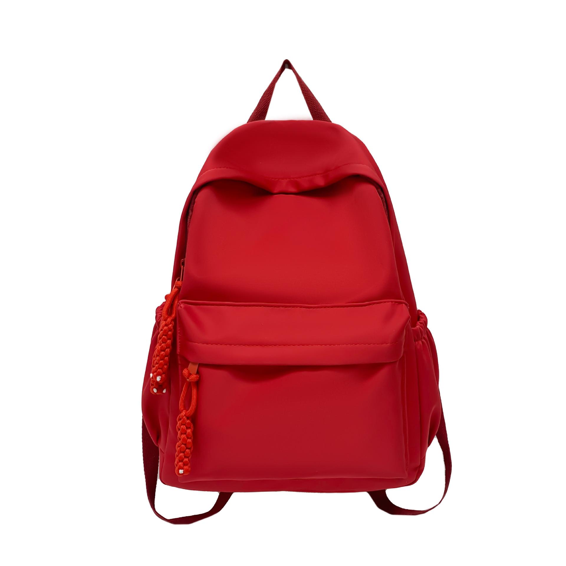 

School bag female Korean version college student high school large capacity 2025 new simple solid color backpack ins wind backpack красный
