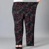 8XL 9XL Middle-aged Women Trousers Print Elastic High Waist Casual Pants Straight Pants Oversize Grandma