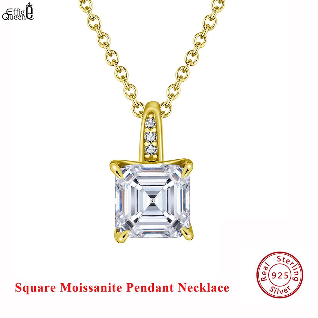 EFFIE QUEEN 1ct /2ct /3ct /4ct Moissanite 100% 925 Silver Pendant Necklace for Women, Men Wedding Party Wearing 2025 Trend MON06