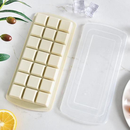 Ice Cube Tray with Lid 21-Cavity Large Square Silicone Ice Cube Mold Food-Grade Easy-Release Spill Proof Ice Cube Maker for Freezer