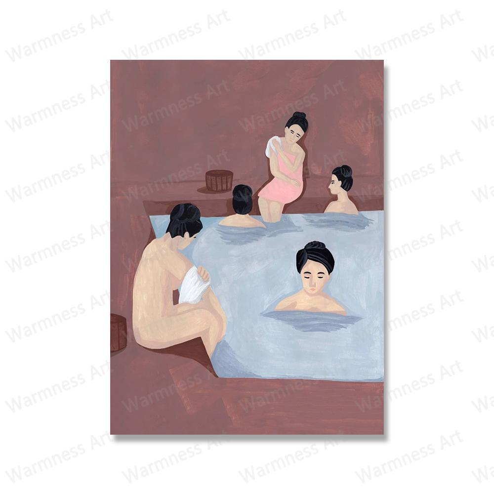 Schwimmer Poster Akte Feministinnen Home Spa Sonnenbaden Wandkunst Druck Leinwand Malerei Heimdekor Bilder für Wohnzimmer Badezimmer