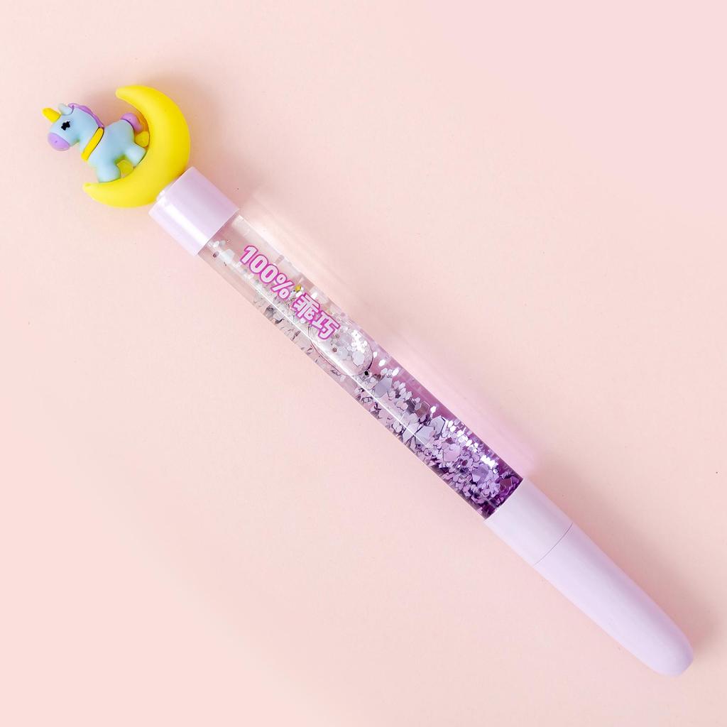 Cartoon Unicorn Sand Flow Pen - Black Ink Signature Pen for Kids, Perfect Back-to-School Gift