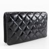Chanel Matelasse Brilliant Purse A48691 Two-fold Long Wallet Black Enamel Women Used