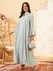 Elegant Sequin Embroidered Muslim Women's Robe - Middle Eastern Style Long Dress