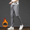 Autumn And Winter New Style With Plush Thickening/Regular Men'S Sports Elastic Waist Casual Pants Straight Leg Small Leg Pants Warm Elastic Slim