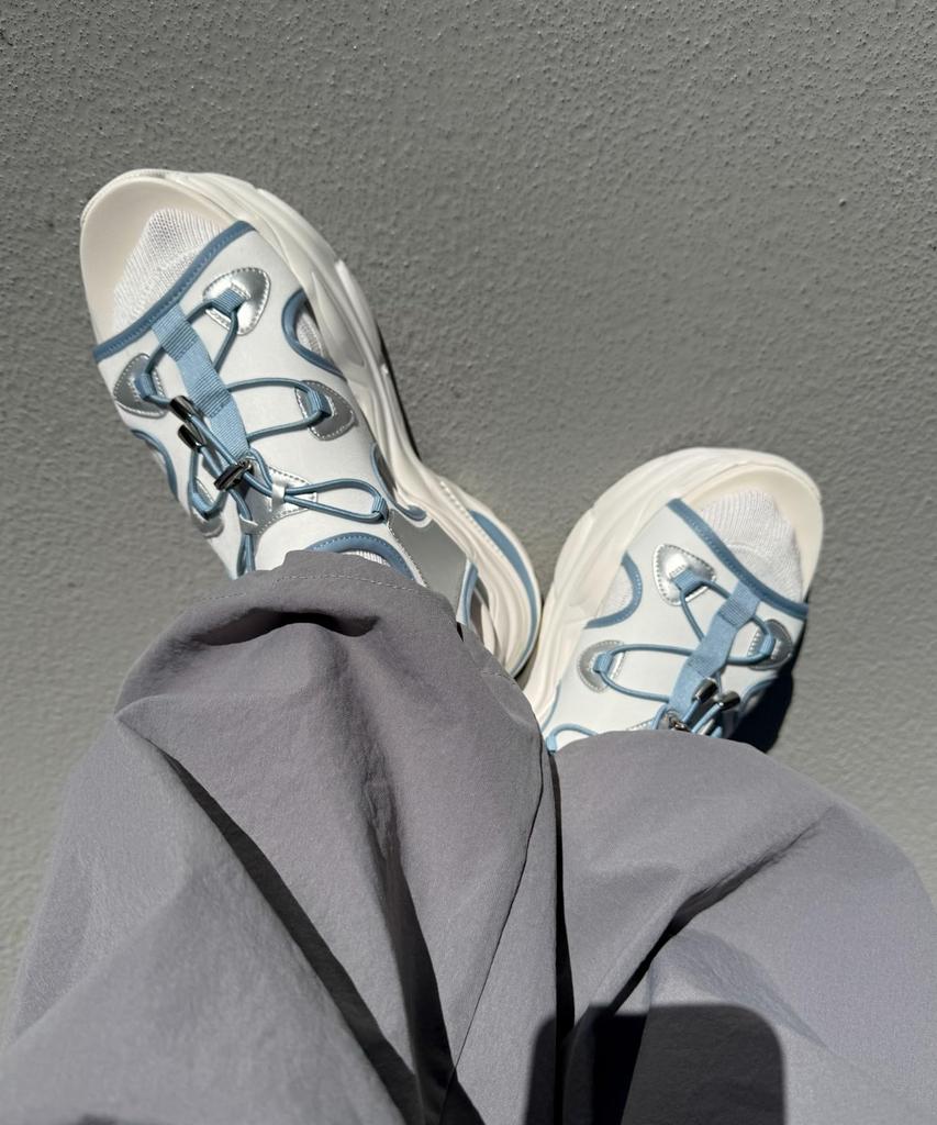 WEGO Platform Clear Light Platform Sax Women's Sandals, Sole, Lace-Up, Sandals, Casual, Outdoor, Streetwear, Fit, Gift, Spring, Summer, Autumn, Small,