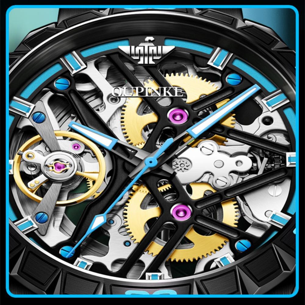 OUPINKE Men's Watch Waterproof Fully Automatic Mechanical Watch Full Hollow High -end Watch