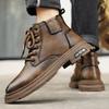 Fashion Men's Shoes Fashion Handmade Men Boots All-match Male Booties Genuine Leather Outdoor Vintage Boots New Arrival Ankle Work Boots