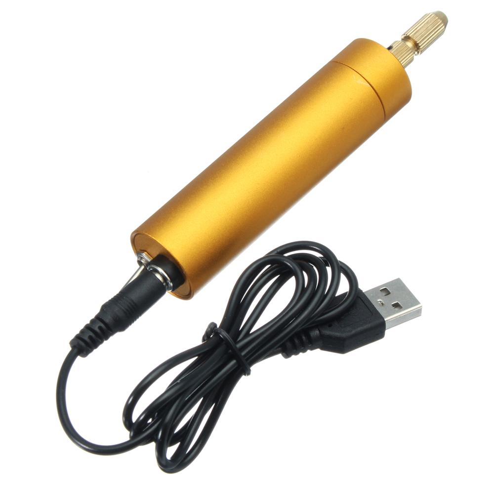 5 V DC Mini-Aluminium-Elektromotor-Handbohrmaschine + 10 Stück Spiral-Bits zum Selbermachen für Holz-PCB