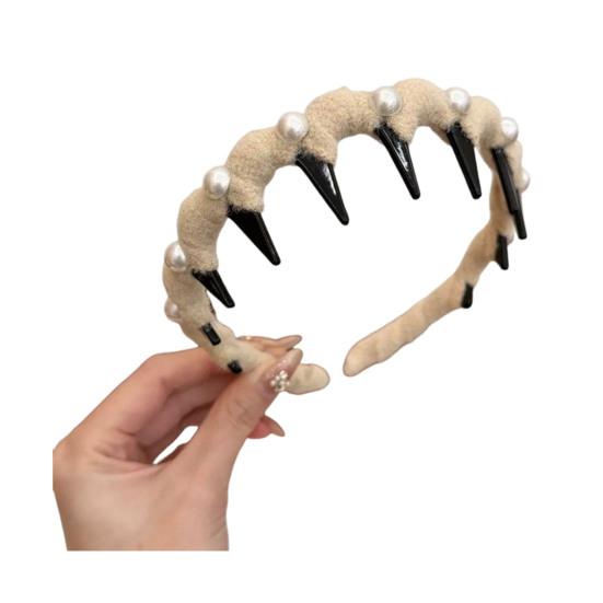 Faux Pearl Headband Retro Style Twist Ribbon Women Hair Hoop