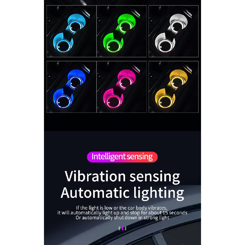 7 Colors Car Coasters Car Cup Holder Gradual Breathing Neon Lamp LED Light Mats Bottle Light Sensor Atmosphere Car Accessories Cup Holders 5