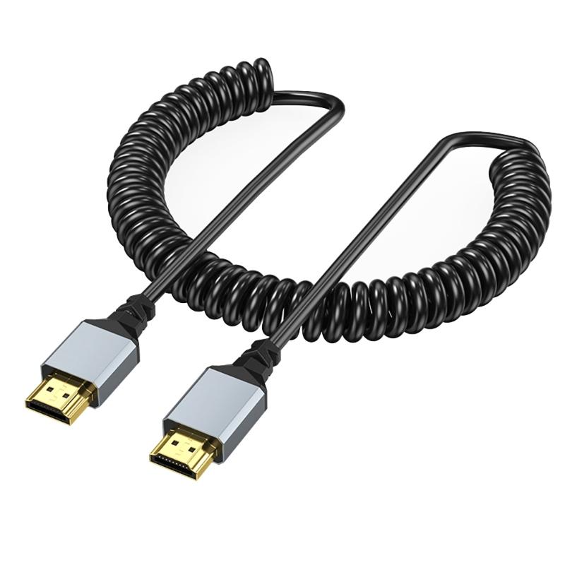 

HDTV Port 4K 60Hz Video Cord Coiled Cable Straight/90 Degree Male to Male Connector Line for Projector Display