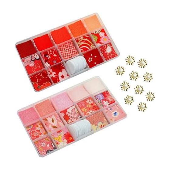 HAMILO Tsumami Zaiku Fabric Scraps for Kanzashi, Crafts, Handmade - Set of 240 Pieces (Red X Pink) - Perfect Fabric Set for Tsumami Zaiku, 2 Colors,