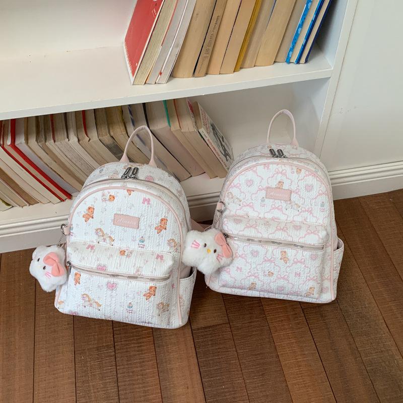 Schoolbag Korean niche cute printed backpack 1011 new large-capacity women's student class commute fashion backpack