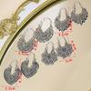 Vintage Drop Earrings For Women Ethnic Gypsy Geometric Hollow Carved Flower Leaf Jewelry Antique Silver Color Fashion Earrings