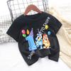 Bluey Baby Birthday T Shirt for Boys Girl Bingo Number Kids Clothes Summer Cartoon Letter Tees Shirts Toddler Short Sleeve Tops