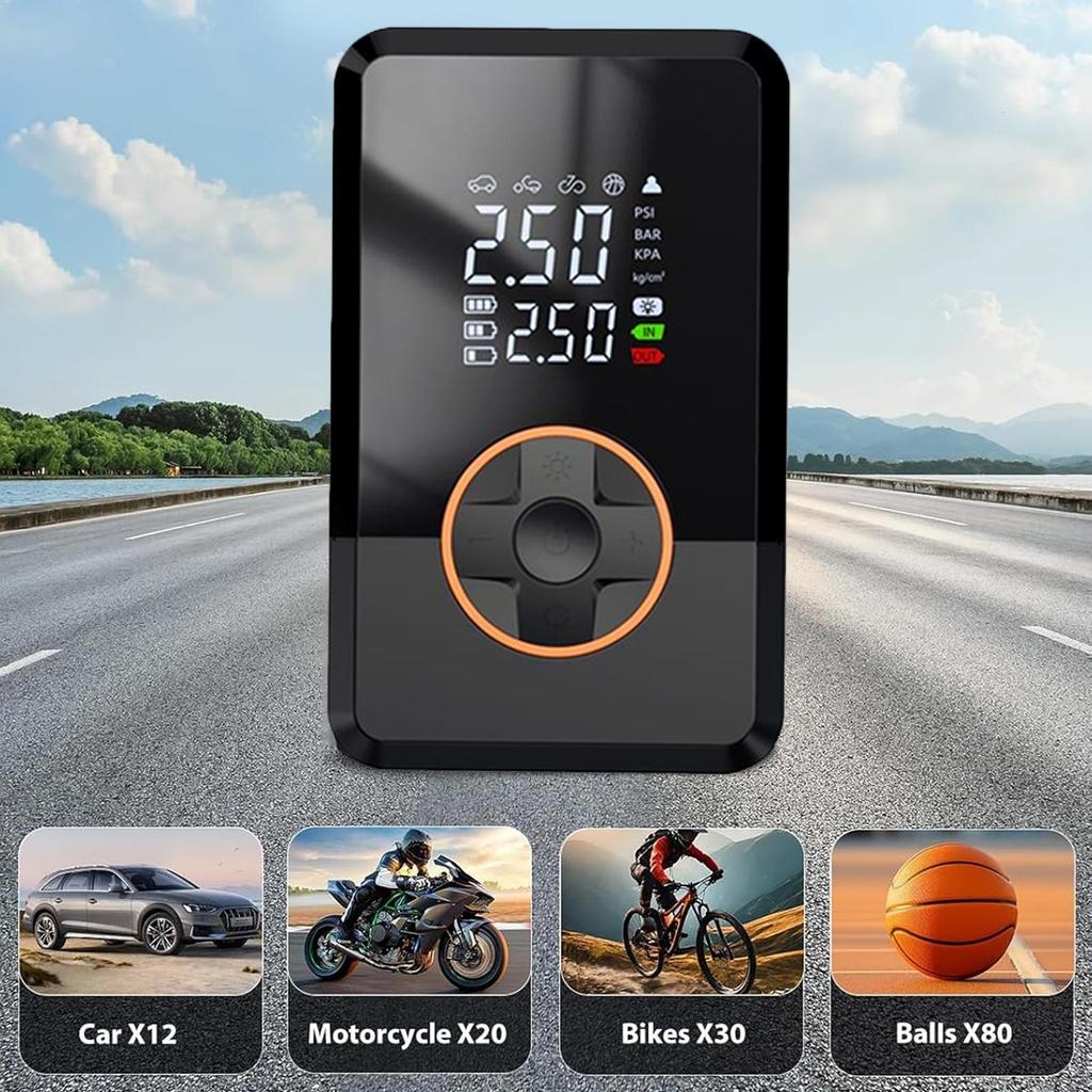 Air Pump For Car Tires 130 PSI Tire Inflator With LED Smart Air Compressor For Car Bike Auto Truck Road Outdoor Balloon Ball