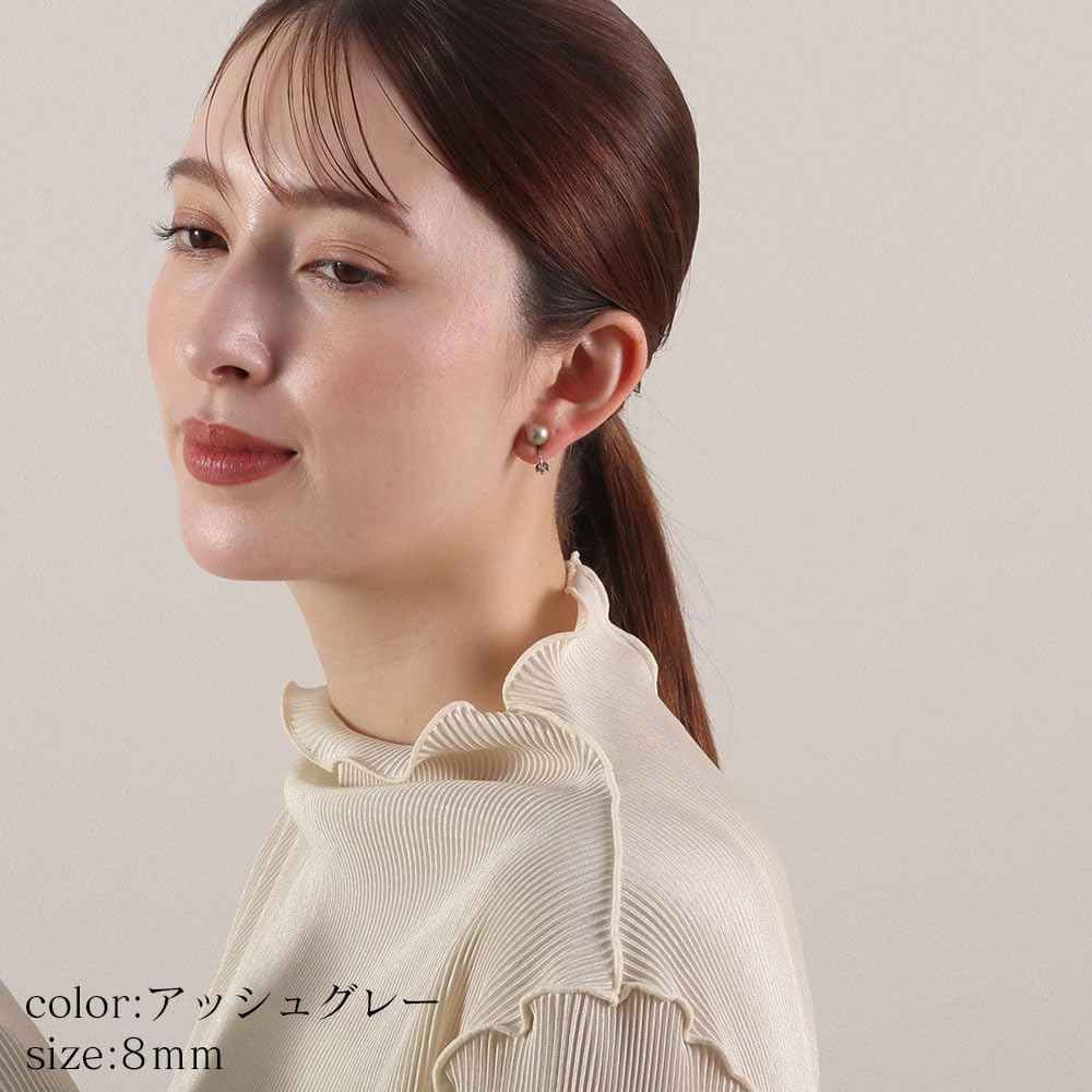 Japanese Pearl Grand Choice of 10mm Brand Warranty Ash [VOTRE COUTURE] Earrings, Silver, Premium, Color, Pearl, 6mm, 8mm, Beads, 3-year (brass, Gray,