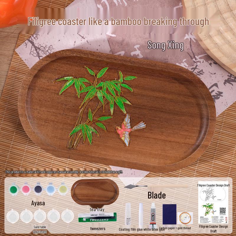 Children's Day Cloisonné Enamel Coaster DIY Kit - Chinese Style Tea Mat for Parent-Child Activities